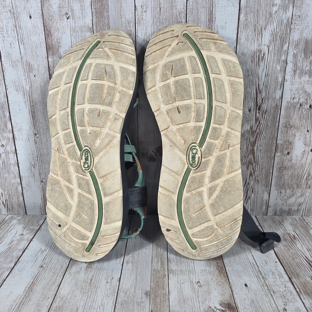 Chaco Z/Cloud 2 Womens 8 Green Orange Multi Strap Toe Loop Hiking Sandals - Picture 4 of 6